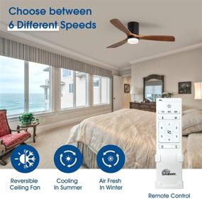 img 2 attached to 🌀 Sofucor 52" Modern Ceiling Fans with Lights and Remote Control, Flush Mount, Walnut Wood Blades, 6 Speed, Perfect for Living Room Kitchen Bedroom Family