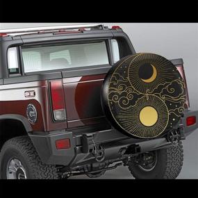 img 3 attached to 🌞 17 Inch Waterproof Sun Moon Clouds Stars Spare Tire Cover: Ideal for Jeep, Trailer, RV & SUV - Dust-Proof, UV Sun Protection