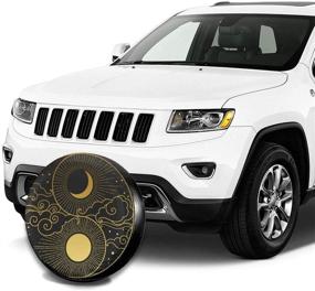 img 1 attached to 🌞 17 Inch Waterproof Sun Moon Clouds Stars Spare Tire Cover: Ideal for Jeep, Trailer, RV & SUV - Dust-Proof, UV Sun Protection