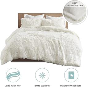 img 3 attached to 🛏️ Intelligent Design Malea 3 Piece Shaggy Faux Fur Comforter Set: Luxurious and Stylish King/California King Size Ivory Bedding with Matching Sham