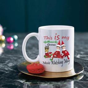 img 2 attached to Christmas Movie Watching Mug | Funny Elf Elk Deer Coffee Cocoa Cup - Perfect Birthday & Holiday Gifts for Women, Friends, and Kids