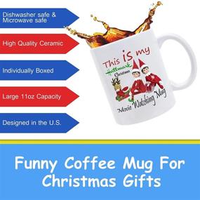 img 3 attached to Christmas Movie Watching Mug | Funny Elf Elk Deer Coffee Cocoa Cup - Perfect Birthday & Holiday Gifts for Women, Friends, and Kids