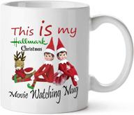 christmas movie watching mug | funny elf elk deer coffee cocoa cup - perfect birthday & holiday gifts for women, friends, and kids logo