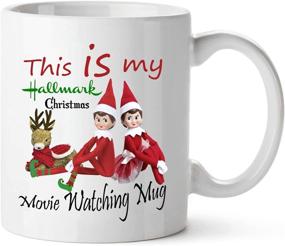 img 4 attached to Christmas Movie Watching Mug | Funny Elf Elk Deer Coffee Cocoa Cup - Perfect Birthday & Holiday Gifts for Women, Friends, and Kids