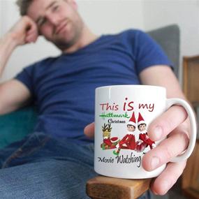 img 1 attached to Christmas Movie Watching Mug | Funny Elf Elk Deer Coffee Cocoa Cup - Perfect Birthday & Holiday Gifts for Women, Friends, and Kids