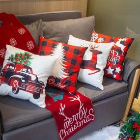 img 2 attached to 🎄 Set of 4 Christmas Pillow Covers 18x18 for Winter Holiday Decor - White Christmas Decorations