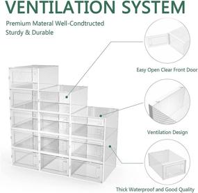 img 2 attached to 👞 Clear Foldable Stackable Shoe Box 12 Pack - DHMAKER Plastic Shoe Storage Boxes for Women and Men, Dustproof Organizer for Sneakers, Heels, and Sandals, Assembleable – White