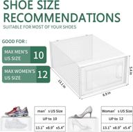 👞 clear foldable stackable shoe box 12 pack - dhmaker plastic shoe storage boxes for women and men, dustproof organizer for sneakers, heels, and sandals, assembleable – white logo