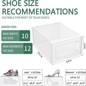 img 4 attached to 👞 Clear Foldable Stackable Shoe Box 12 Pack - DHMAKER Plastic Shoe Storage Boxes for Women and Men, Dustproof Organizer for Sneakers, Heels, and Sandals, Assembleable – White