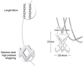 img 3 attached to Кулон с сатанинским символом - ожерелье PJ Jewelry с пентаграммой Люцифера, пломбированное стальное кольцо с бесплатной цепочкой длиной 20