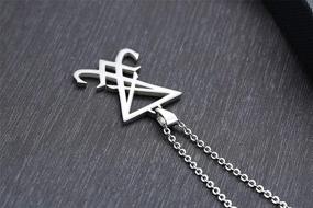 img 1 attached to Кулон с сатанинским символом - ожерелье PJ Jewelry с пентаграммой Люцифера, пломбированное стальное кольцо с бесплатной цепочкой длиной 20