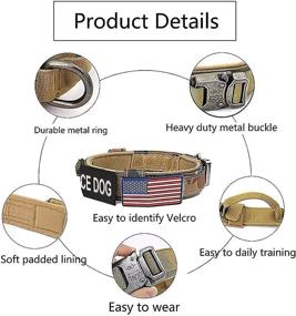 img 1 attached to 🐾 Kayina Tactical Dog Collar - Adjustable Heavy-Duty Nylon Collar with USA American Flag, Service Dog Patch, Thick Handle - K9 Collar for Training and Service - Ideal for Large and Extra-Large Dogs (L,XL)