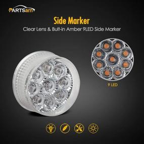 img 3 attached to 🚛 Partsam 20-Pack 2" Round Side Marker LED Truck Lights Clearance - 9 Diodes Reflector Trailer, Sealed Clear/Amber - High Visibility 2" Round LED Trailer Side Marker Lights with Miro-Reflex Faceted Reflector Design