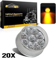 🚛 partsam 20-pack 2" round side marker led truck lights clearance - 9 diodes reflector trailer, sealed clear/amber - high visibility 2" round led trailer side marker lights with miro-reflex faceted reflector design logo