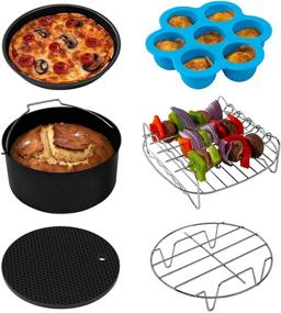 img 4 attached to 🍽️ Premium Set of 6 COSORI Accessories XL for Air Fryers - Compatible with 5.8Qt and 6Qt Models, BPA Free, Dishwasher Safe, Non-stick Coating, C158-6AC, in Black