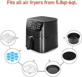 img 3 attached to 🍽️ Premium Set of 6 COSORI Accessories XL for Air Fryers - Compatible with 5.8Qt and 6Qt Models, BPA Free, Dishwasher Safe, Non-stick Coating, C158-6AC, in Black