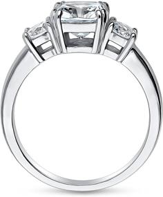 img 1 attached to BERRICLE Rhodium-Plated Sterling Silver Cushion Cut 💍 CZ 3-Stone Anniversary Promise Wedding Engagement Ring 2.5 CTW