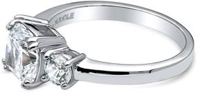 img 2 attached to BERRICLE Rhodium-Plated Sterling Silver Cushion Cut 💍 CZ 3-Stone Anniversary Promise Wedding Engagement Ring 2.5 CTW