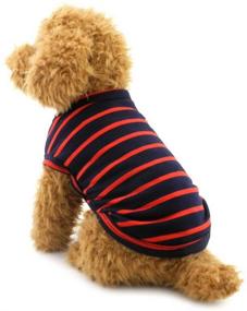 img 4 attached to 🐱 SELMAI Striped Cat Vest Top - British Small Dog Shirt | Soft Cotton T-Shirt for Boy Girl Pet Tee | Summer Puppy Clothes