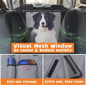 img 2 attached to 🐶 BellaBailey Waterproof Dog Car Seat Cover with Mesh Window, 1 Removable Pad, 2 Dog Seat Belts – Machine Washable, Scratch Proof Nonslip Hammock for Cars, Trucks, SUVs