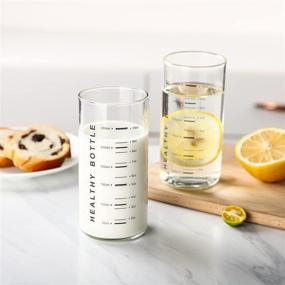 img 2 attached to 🥛 ONEISALL Glass Measuring Cups with Graduations - Ideal for Milk, Juice, Iced Tea (300ML)