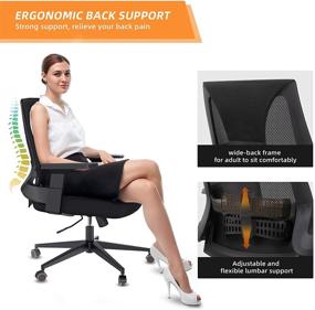 img 2 attached to Comfortable Ergonomic Office Chair with Lumbar Support for Heavy Adults - DAVEJONES Mid Back Desk Chair with Swivel Function and Large Seat