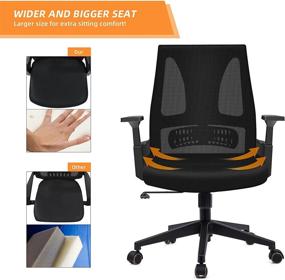 img 3 attached to Comfortable Ergonomic Office Chair with Lumbar Support for Heavy Adults - DAVEJONES Mid Back Desk Chair with Swivel Function and Large Seat