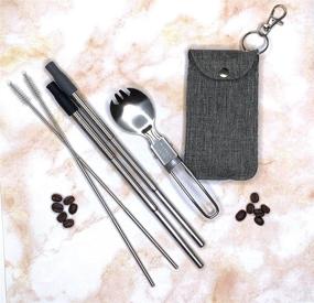 img 4 attached to ME.Mother Earth PREMIUM Collapsible Reusable Stainless Steel Straw - Eco Friendly 2-Pack Telescopic Straws – Includes KeyChain Fashion Bag, Cleaning Brush, and Foldable Spork