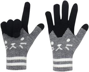 img 2 attached to Cold Weather Knitted Screen Gloves Pattern Mittens for Girls' Accessories