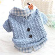 xiaoyaojing dog sweaters: knitted pet cat sweater for small dogs, warm puppy sweatshirt coat - xl, blue логотип