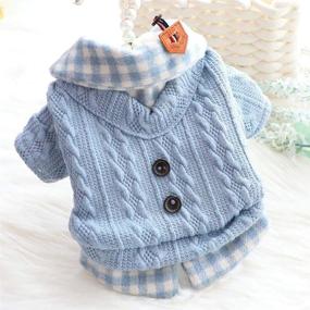 img 4 attached to XIAOYAOJING Dog Sweaters: Knitted Pet Cat Sweater for Small Dogs, Warm Puppy Sweatshirt Coat - XL, Blue