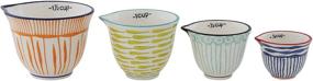 img 2 attached to Hand Stamped Striped Stoneware Measuring 🍶 Cups Set - Creative Co-Op (4 Sizes/Designs)