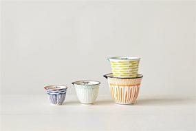 img 1 attached to Hand Stamped Striped Stoneware Measuring 🍶 Cups Set - Creative Co-Op (4 Sizes/Designs)