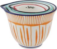 hand stamped striped stoneware measuring 🍶 cups set - creative co-op (4 sizes/designs) logo