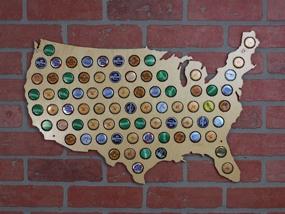 img 1 attached to 🍺 Beer Cap Trap USA Beer Cap Map Wall Art, Beige