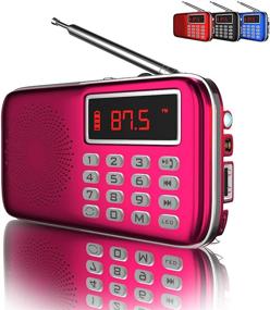 img 4 attached to 📻 QAISE AM/FM Radio with Bluetooth, MP3 Player, USB & SD Card Ports, LED Flashlights - Loud Stereo Speaker - Long-Range Transmitter - Travel Pocket Size - HOT Pink