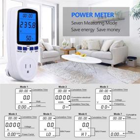 img 1 attached to 🔌 Enhanced LCD Display Night Vision Power Plug Meter - Energy Voltage Amps Electricity Usage Monitor with Upgraded Brightness, Overload Protection, 7 Display Modes for Energy Conservation, Watt Meter