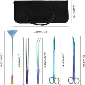 img 1 attached to FANKUTOYS 5 in 1 Long Stainless Steel Aquascaping Tools Set - Colorful Aquarium Tweezers Scissor Spatula Kits for Anti-Rust Aquatic Plants, Clean Fish Tank, Aquarium Tank