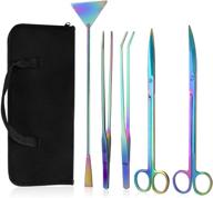 fankutoys 5 in 1 long stainless steel aquascaping tools set - colorful aquarium tweezers scissor spatula kits for anti-rust aquatic plants, clean fish tank, aquarium tank логотип