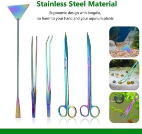 img 3 attached to FANKUTOYS 5 in 1 Long Stainless Steel Aquascaping Tools Set - Colorful Aquarium Tweezers Scissor Spatula Kits for Anti-Rust Aquatic Plants, Clean Fish Tank, Aquarium Tank