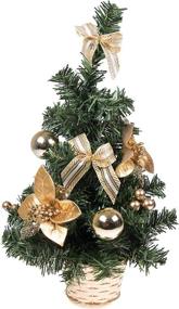 img 4 attached to 🎄 Clever Creations 16 Inch Artificial Mini Christmas Tree – Exquisite Tabletop Home Decoration with Elegant Gold Ribbon