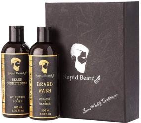 img 3 attached to 🧔 Beard Shampoo and Conditioner Set for Men - Hydrating and Cleansing Beard Care Kit with Growth Enhancing Properties - Mustache Facial Hair Gift Set (100ml / 3.4 fl oz)