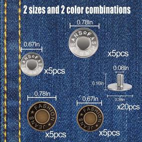 img 3 attached to 👖 Pack of 20 No Sew Jean Buttons Replacements - 20mm and 17mm Sizes | Reusable Buttons for Jeans with Nailless Threaded Base and Screwdriver | Ideal for Denim Series, Leather Craft, Backpacks | Fashion Accessories