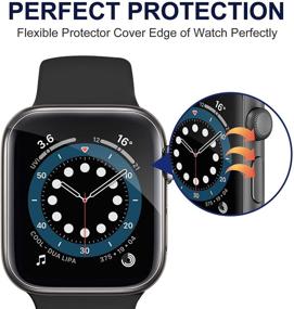 img 1 attached to Премиум 6-пакет защитных плёнок для Apple Watch Series 6//5/4/SE 44mm - Полное покрытие HD Ультра без пузырей Антицарапин высокой чувствительности гибкая TPU защитная плёнка для iWatch 6/5/4/SE 44mm.