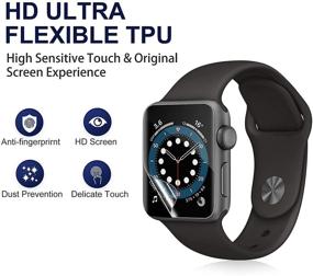 img 2 attached to Премиум 6-пакет защитных плёнок для Apple Watch Series 6//5/4/SE 44mm - Полное покрытие HD Ультра без пузырей Антицарапин высокой чувствительности гибкая TPU защитная плёнка для iWatch 6/5/4/SE 44mm.