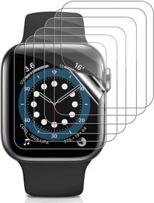 img 4 attached to Премиум 6-пакет защитных плёнок для Apple Watch Series 6//5/4/SE 44mm - Полное покрытие HD Ультра без пузырей Антицарапин высокой чувствительности гибкая TPU защитная плёнка для iWatch 6/5/4/SE 44mm.