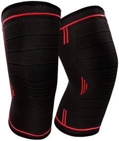 img 4 attached to 🏋️ 2 Pack Compression Knee Sleeve for Men and Women, Red (Size L) - Joint Support for Home Gym, Crossfit, Sports, Bicycle, and Weightlifting