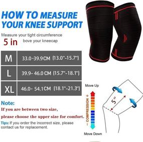 img 1 attached to 🏋️ 2 Pack Compression Knee Sleeve for Men and Women, Red (Size L) - Joint Support for Home Gym, Crossfit, Sports, Bicycle, and Weightlifting