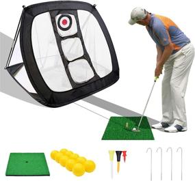 img 4 attached to Veggicy Golf Chipping Net - Indoor/Outdoor Collapsible Golf Target Net Set, Includes Hitting Mat and Carry Bag - Ideal for Accuracy, Swing Practice and Golf Net Accessories