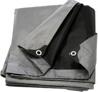 comfitwear heavy duty waterproof uv blocking 10 mil poly tarp in silver/black: ultimate protection from water and sun logo